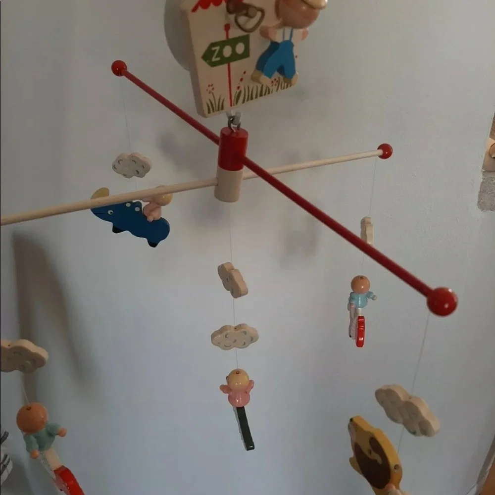 Vtg Irmi Wood Hand Painted Crib Mobile